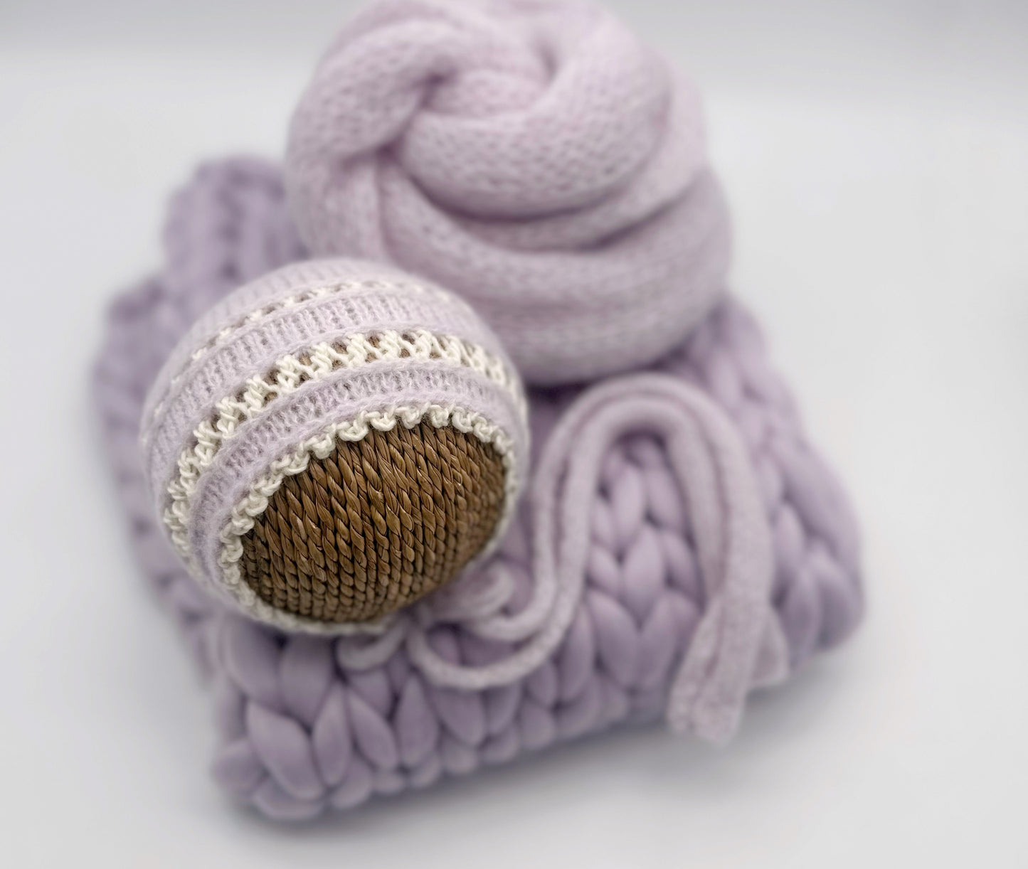 RTS | Complete Lavender Set | Newborn knit photo prop