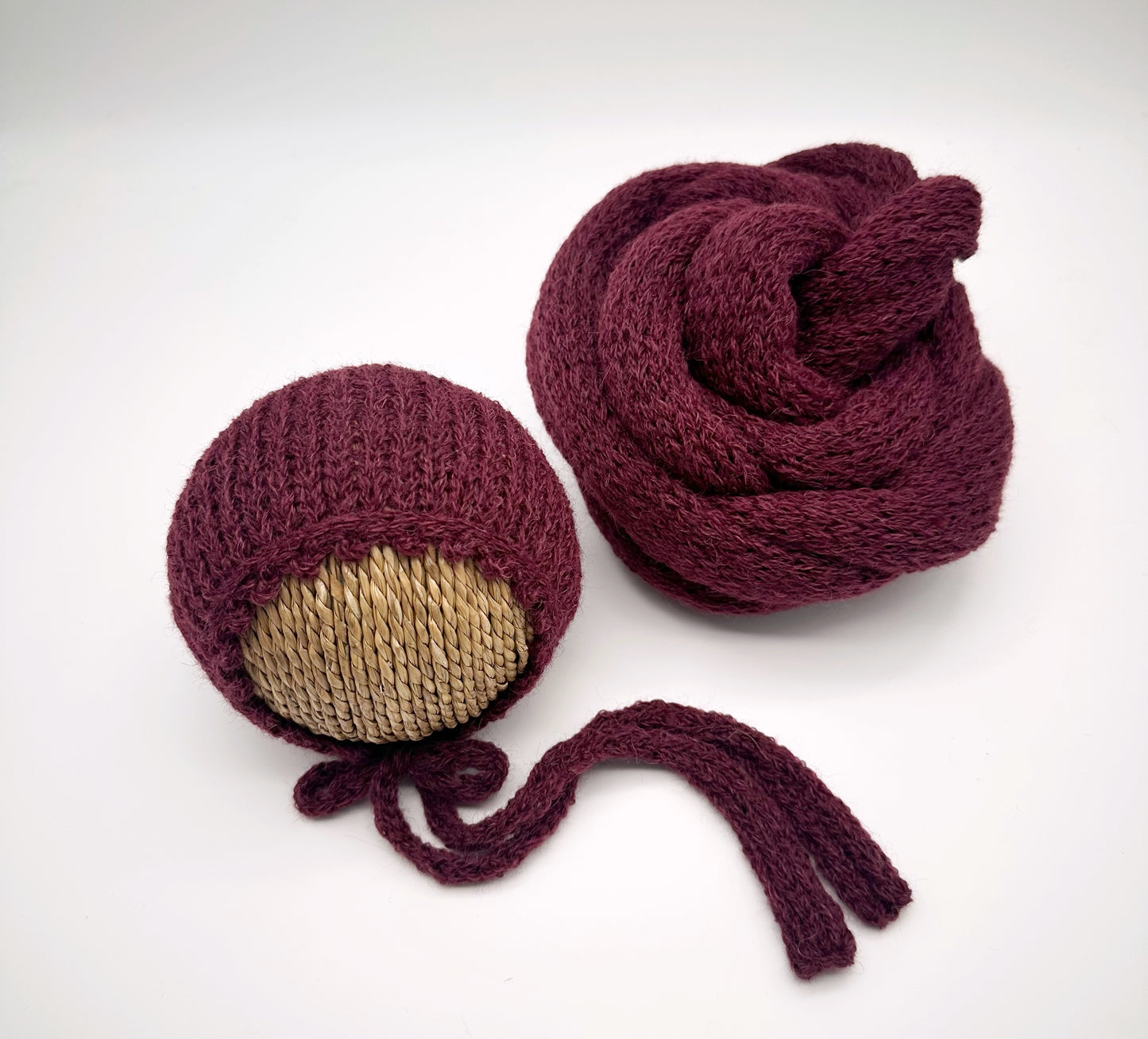 RTS | Bordeaux Cloud Set | Newborn knit photo prop