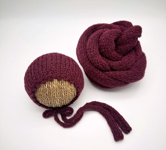 RTS | Bordeaux Cloud Set | Newborn knit photo prop