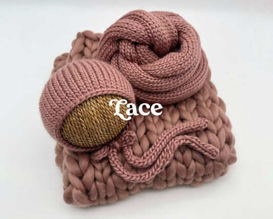 RTS Newborn Photography Prop | Luxe Woolie Set | Lace