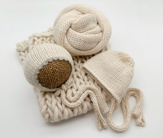 Preorder Champagne Merino Newborn Photography Set – 4 Pieces
