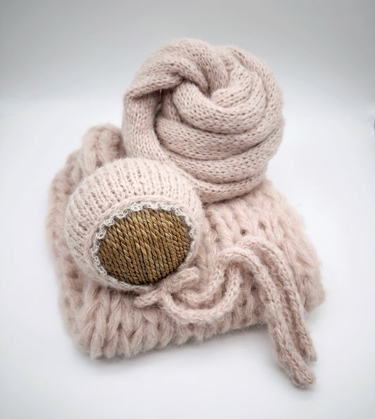 RTS | Brushed Rosewater Set | Newborn knit photo prop
