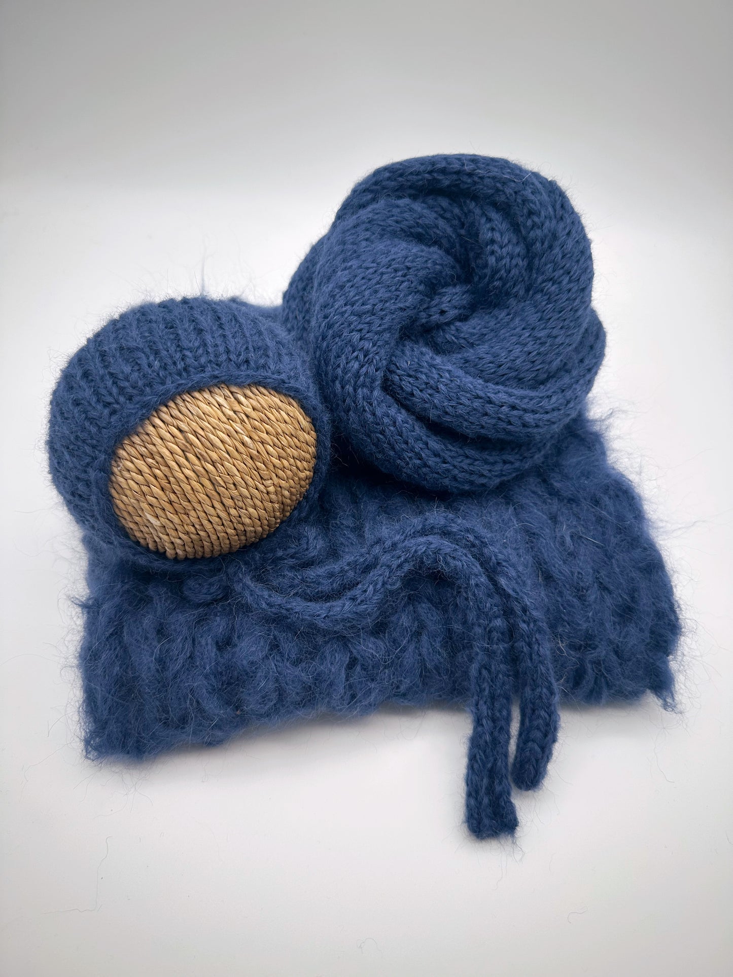 RTS | Brushed Navy Set | Newborn knit photo prop