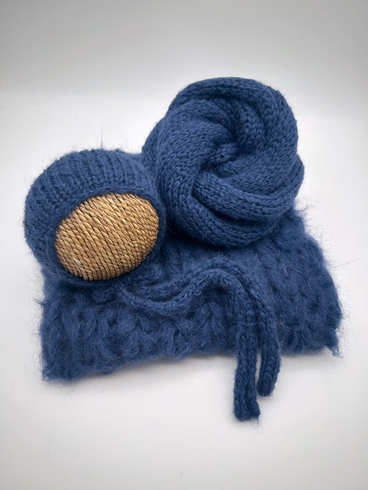 RTS | Brushed Navy Set | Newborn knit photo prop