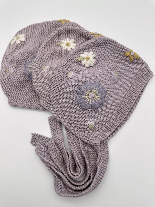 Lavender Embroidered Bonnet