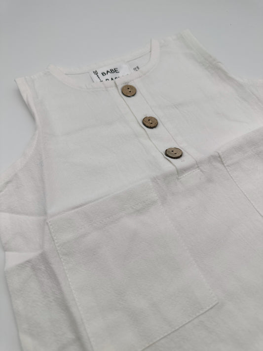 White Linen Romper
