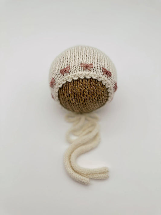 Tiny Bows Bonnet | preorder | pink smoke