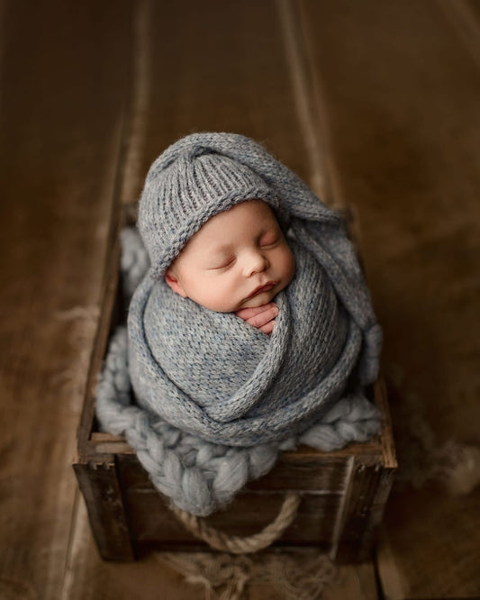Charcoal Cloud Sleepy Hat Set | newborn sleepy hat and wrap