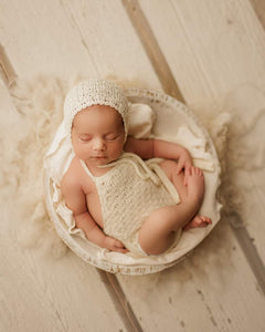 Lace Romper and Matching Bonnet