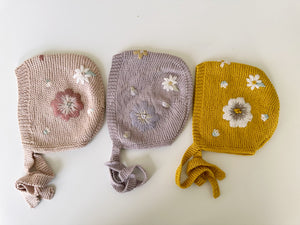 Embroidered 12 month bonnets